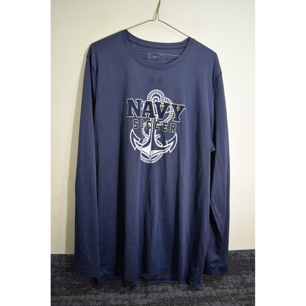 US Naval Academy Navy Soccer TEAM ISSUED Long Sleeve Shirt Mens XL #24 USNA Blue